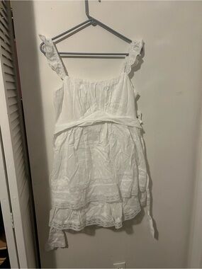 Altar'd State White Ruffled Eyelet Dress - Breezy Tiered Design